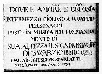 Opera of Giuseppe Scarlatti from 1768 