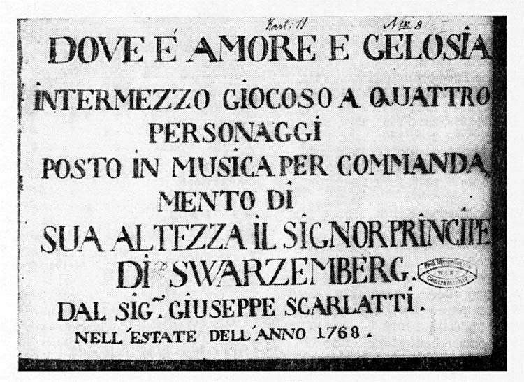 Opera of Giuseppe Scarlatti from 1768