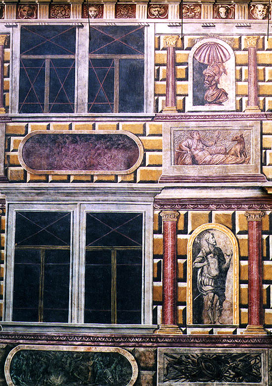 Detail der Malerei auf dem III. Hof des Schlosses Český Krumlov
