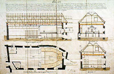 Plan des Schlosstheaters in Český Krumlov aus dem Jahre 1879 