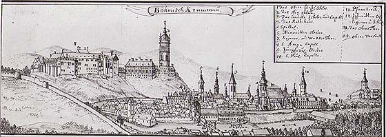 Friedrich Bernard Werner, vista of Český Krumlov, middle 18th century 