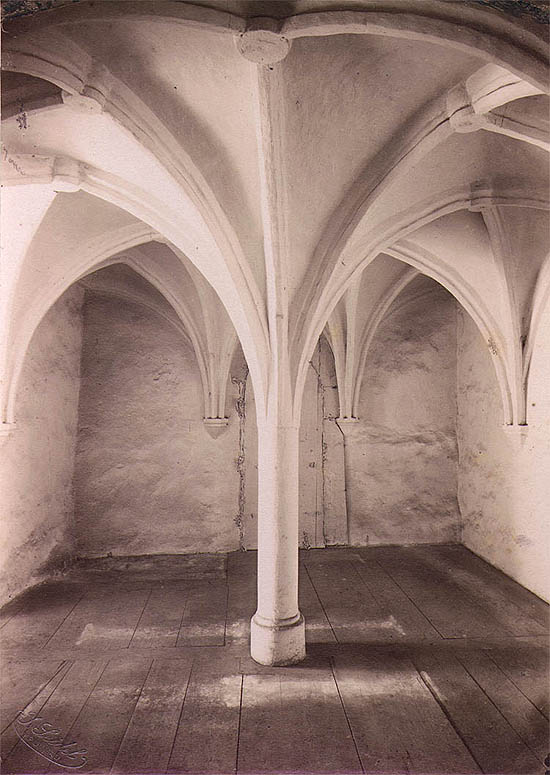 Römische Kammer auf dem Schloss Český Krumlov, Detail der Gewölbe, ein historisches Foto, foto:  J.Seidel