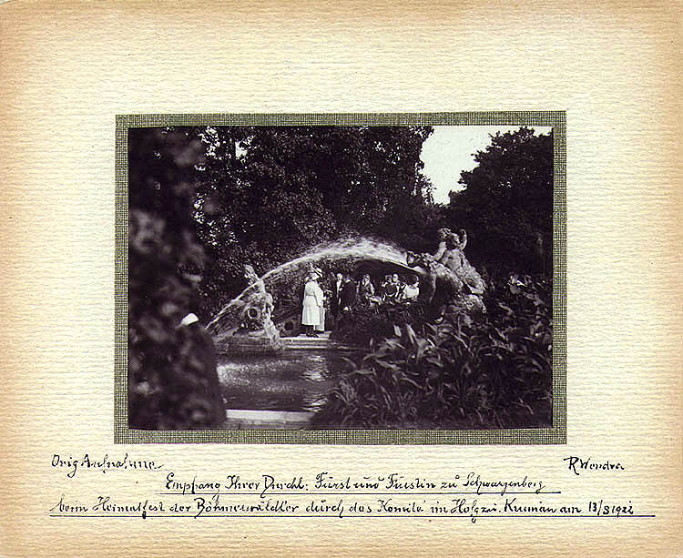 Cascade Fountain in the Český Krumlov Castle Gardens, historical photo