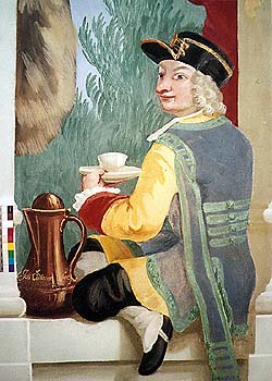 Český Krumlov Castle, Masquerade Hall, mural detail, Josef Lederer, painter of hall murals 