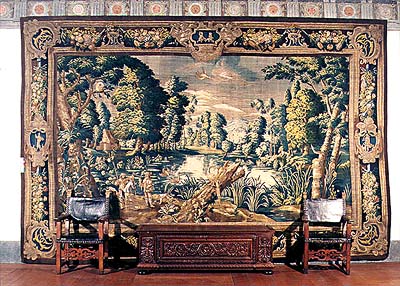 Collection of tapestries at the Český Krumlov Castle, tapestry from the cycle Holland Landscape, Brussels, around 1647 