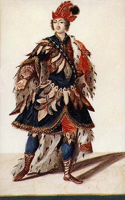 Schwarzenberger Sammlung von Theatralien und vom Repertoire des Theaters, Kostümentwurf, Mitte des 18. Jahrhunderts 