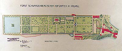 Plán zámecké zahrady na zámku Český Krumlov z roku 1910 