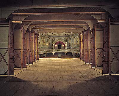 Ćeský Krumlov, Schwarzenberger Schlosstheater im 18. Jahrhundert, Blick von der Bühne in den Zuschauerraum, 1999, Foto: Věroslav Škrabánek 