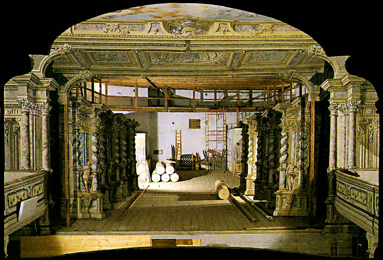Stage of Castle Theatre in Český Krumlov, completion of the scene Ceremonial Hall