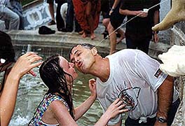 Český Krumlov, oslava obnovení zámecké kaskádové fontány 3.8.1998, vodní živlové 