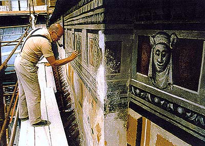 III. courtyard of the Český Krumlov Castle, restoration of wall murals 
