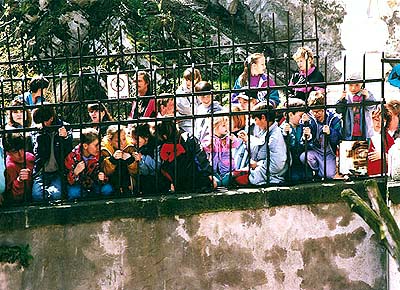 The town's children at the bears' birthday at the Český Krumlov Castle 