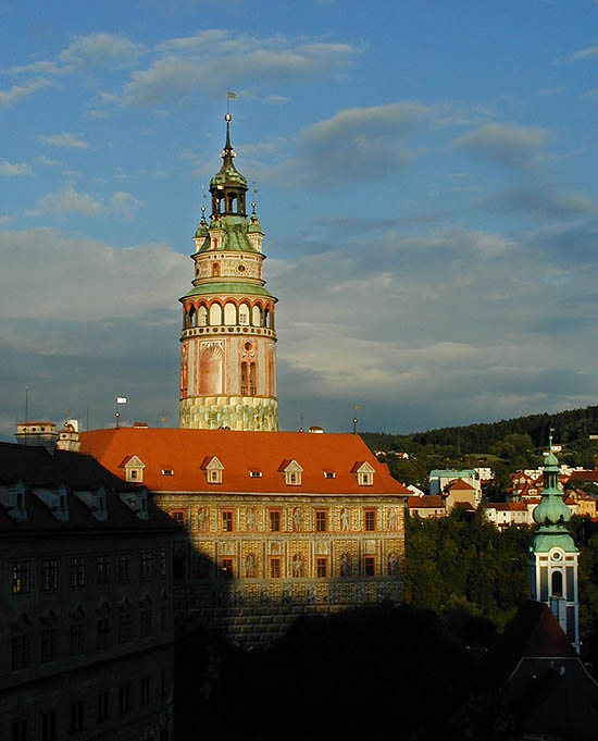 Schlossturm in Český Krumlov, Abendatmosphäre, Foto: Lubor Mrázek